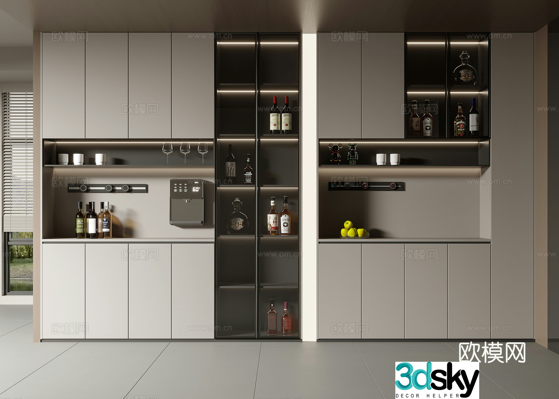 Modern wine cabinet 3d model