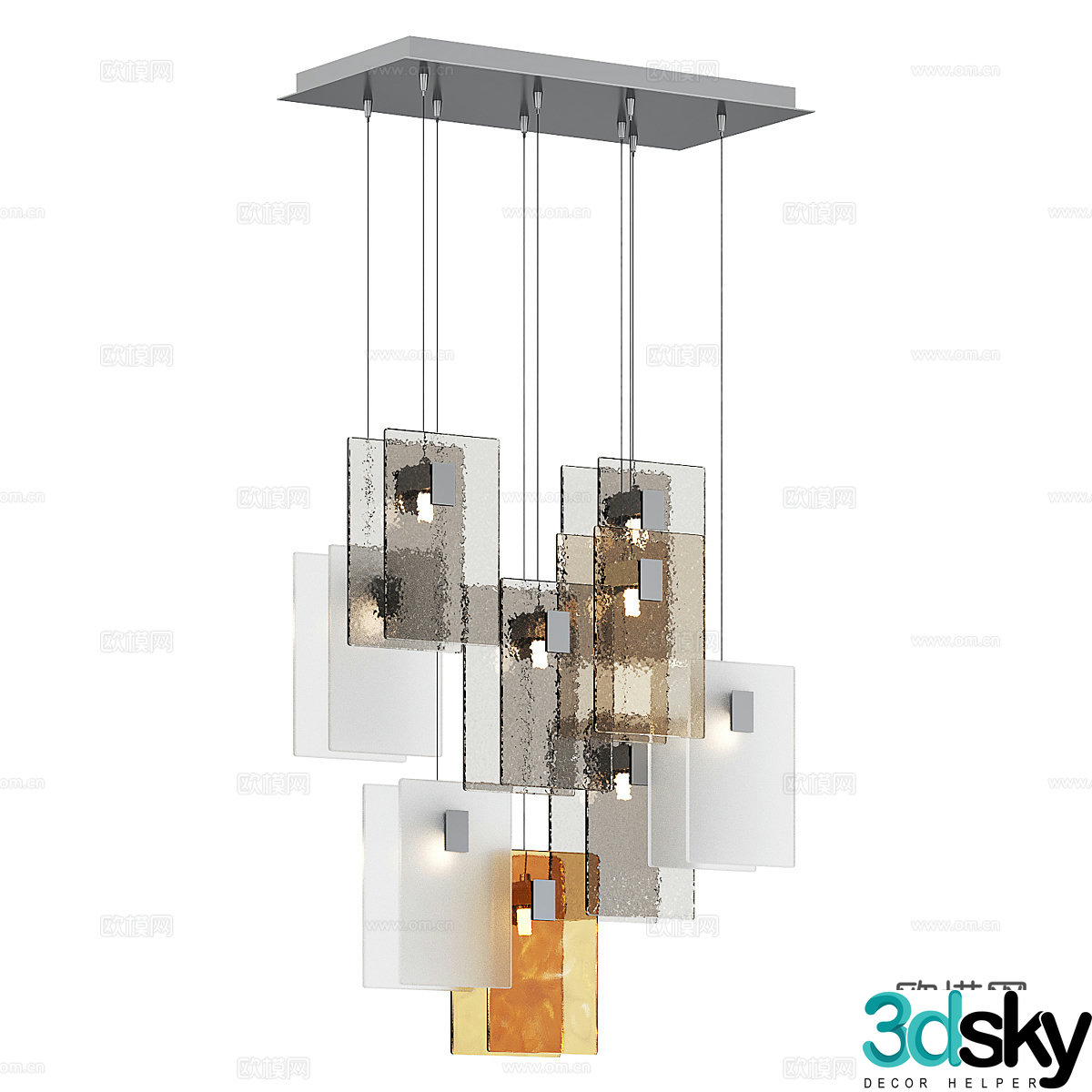 Modern light luxury minimalist decorative chandeliers 3D model