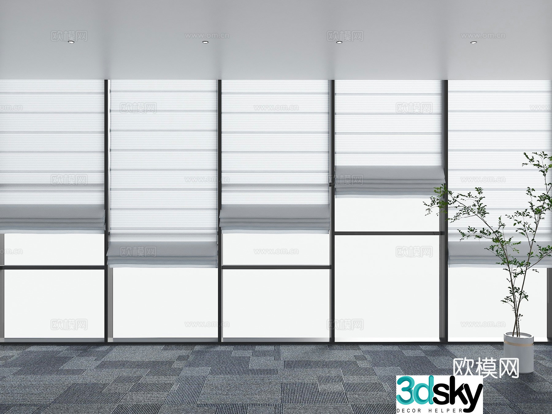Modern office roller blinds floor-to-ceiling window roller blinds dreamy roller blinds Japanese roller blinds roller blinds curtains 3d model