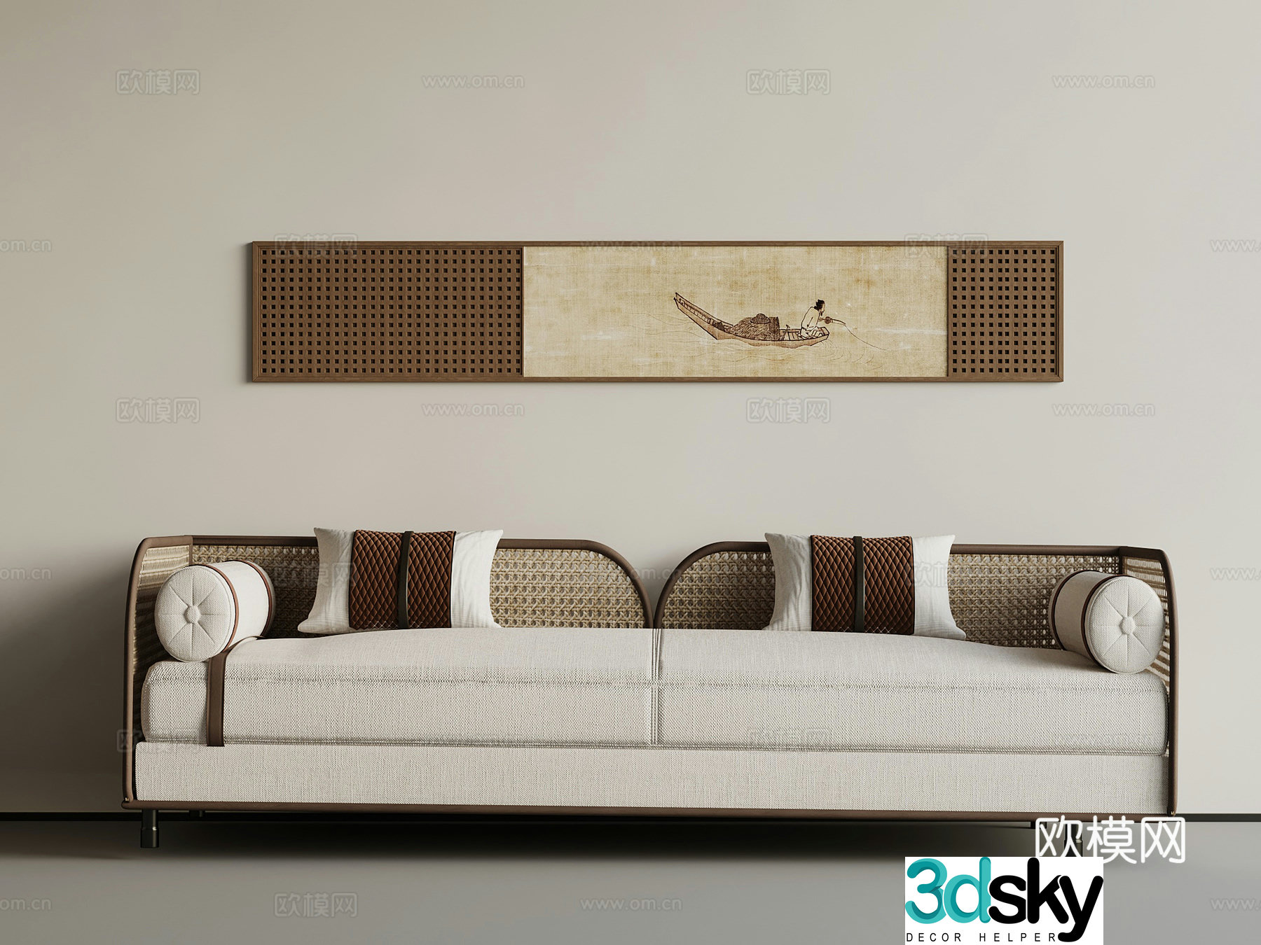 New Chinese sofa decorative painting 3d model