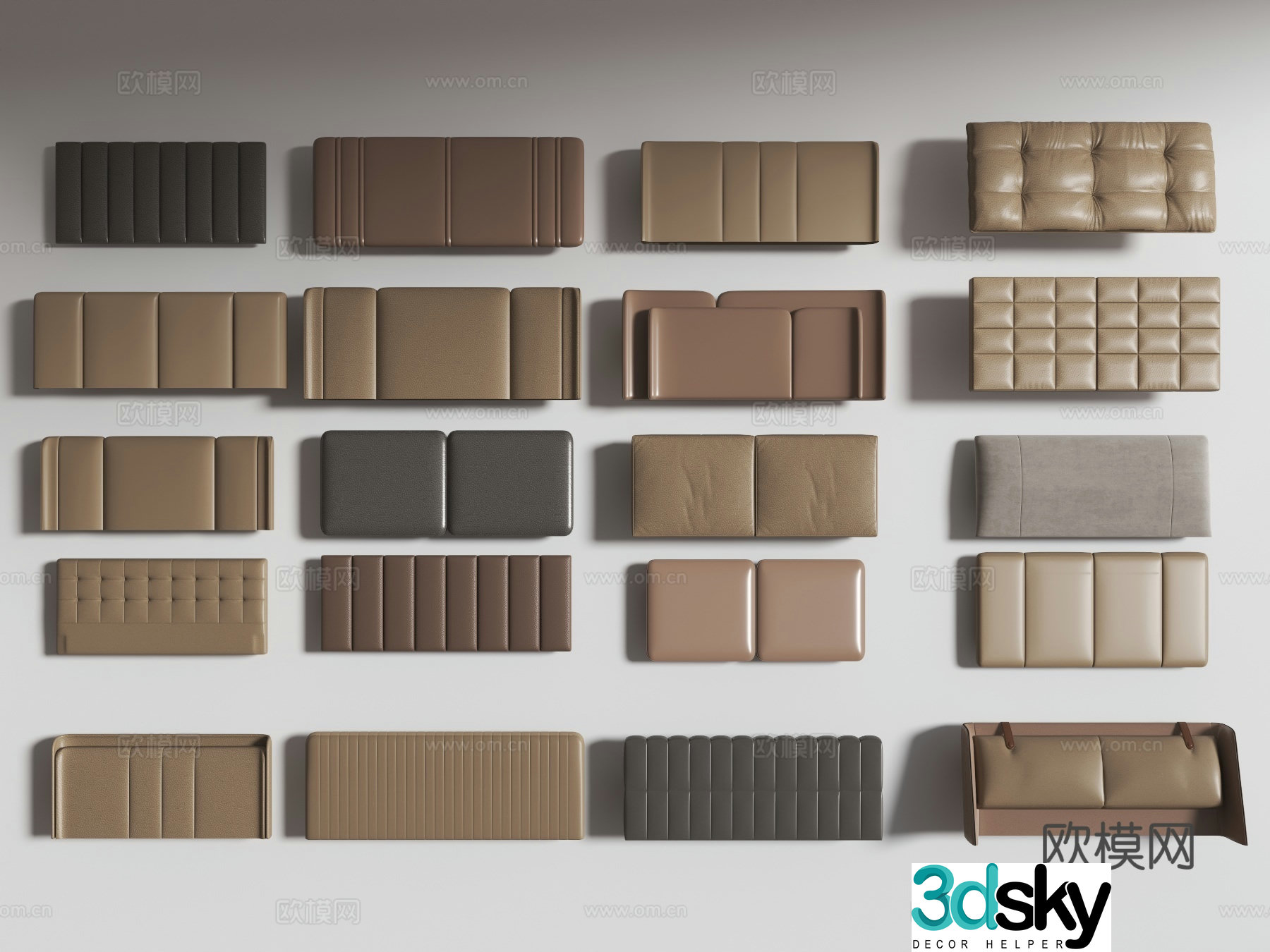 Modern bedding head of bed back bed back 3D model