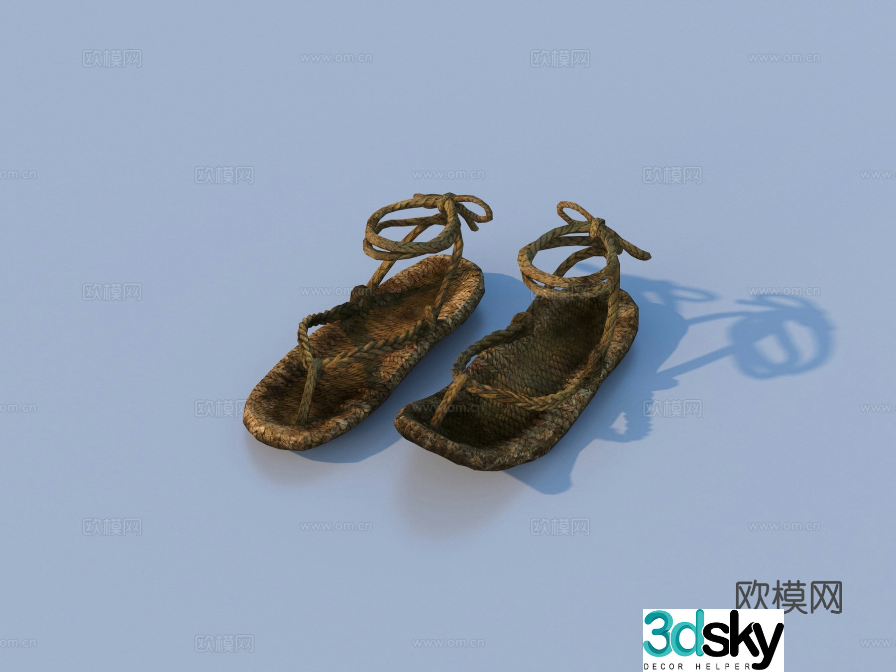 Straw sandals 3d model