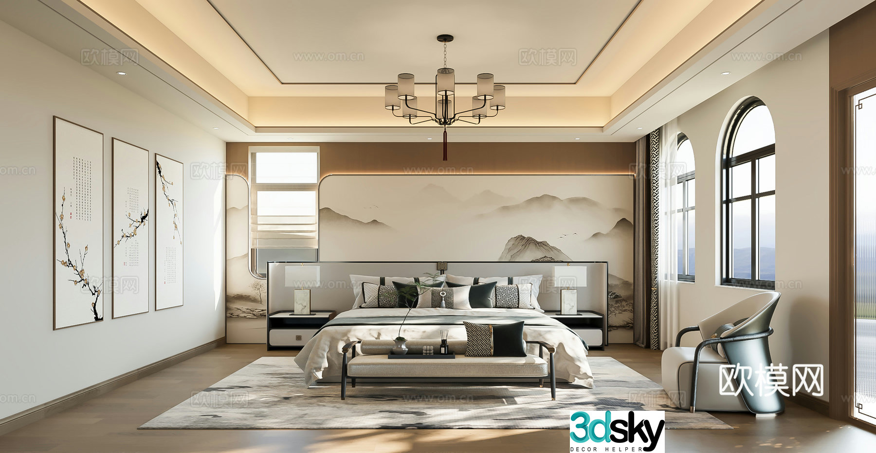 New Chinese style bedroom Song’s aesthetic bedroom medieval style bedroom 3d model