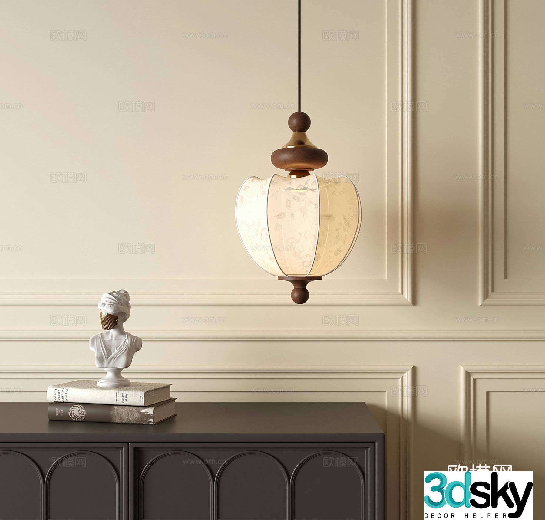 French retro chandelier bedside chandelier 3d model