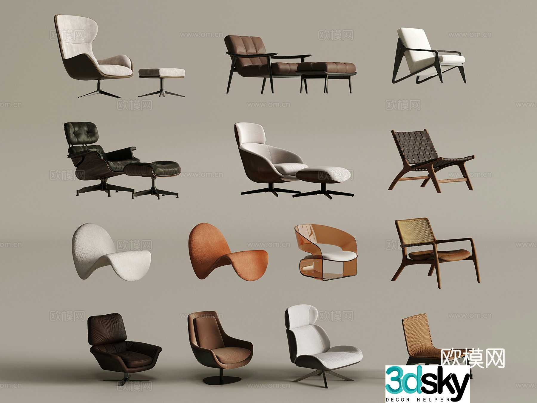 Leisure chair modern leisure chair combination 3d model
