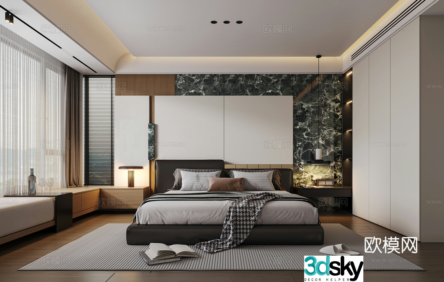 Modern light luxury bedroom 3d model