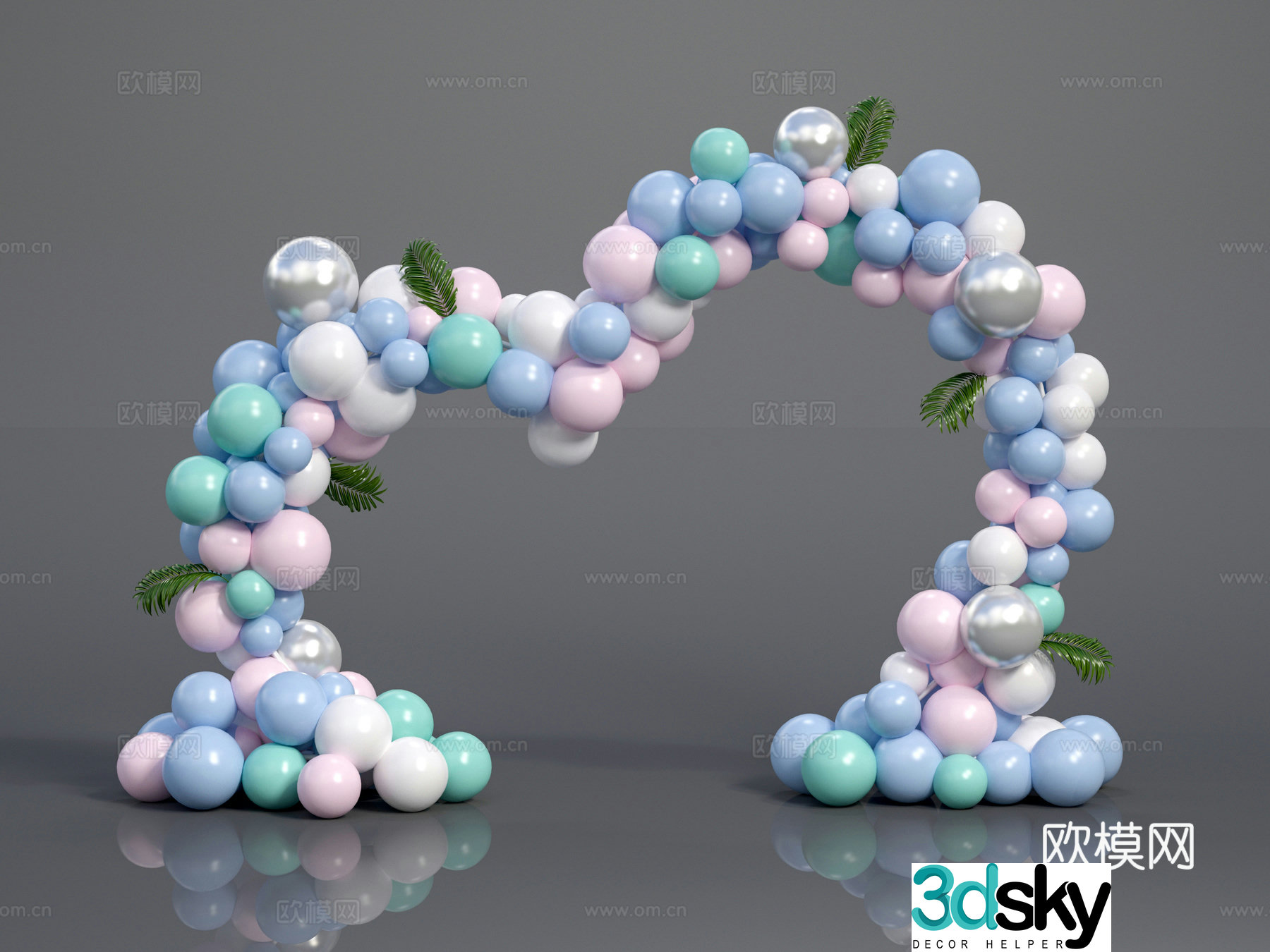 Love balloon arch beautiful 3D model