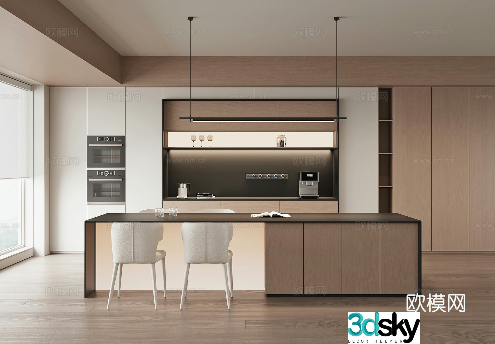 Modern island restaurant 3d model