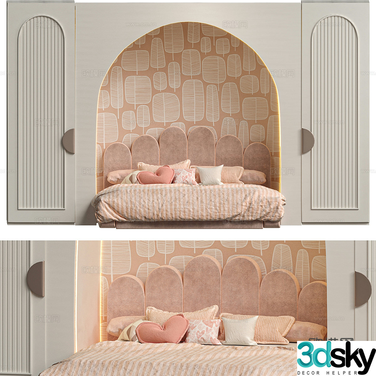 Modern cream style children’s folding bed 3d model