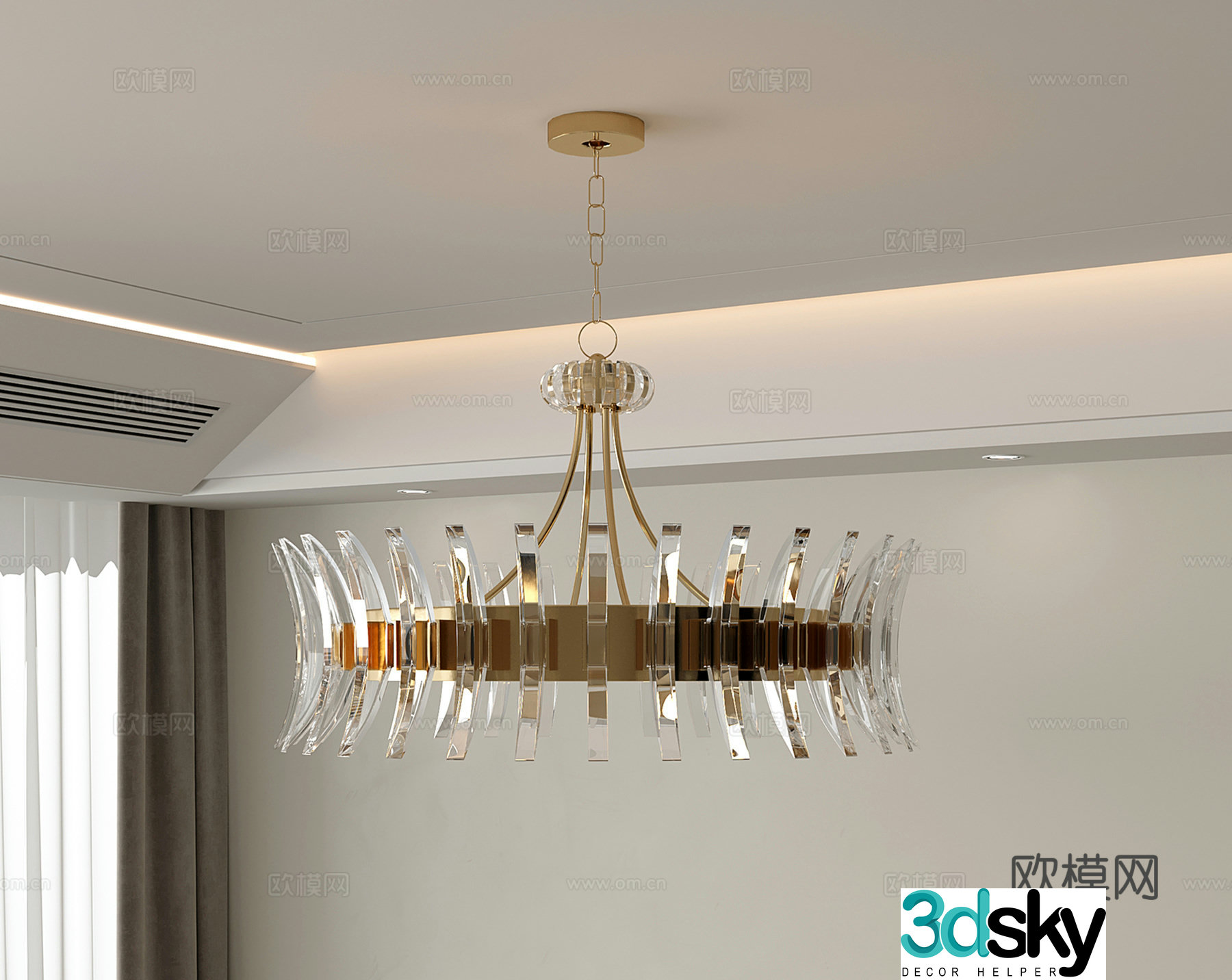 Italian crystal chandelier Living room chandelier 3d model