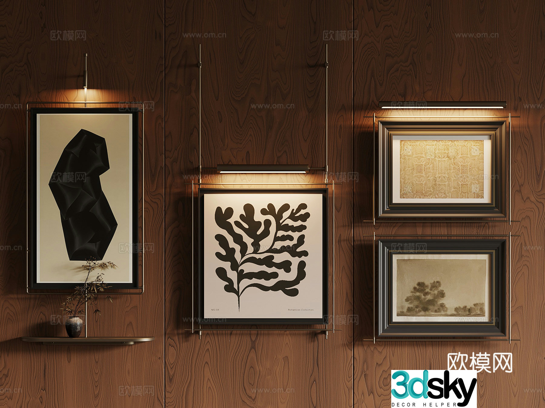Hanging paintings medieval style decoration paintings wall decoration 3D model