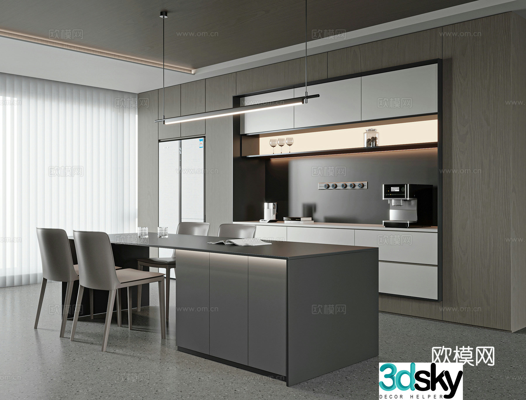 Modern island restaurant 3d model