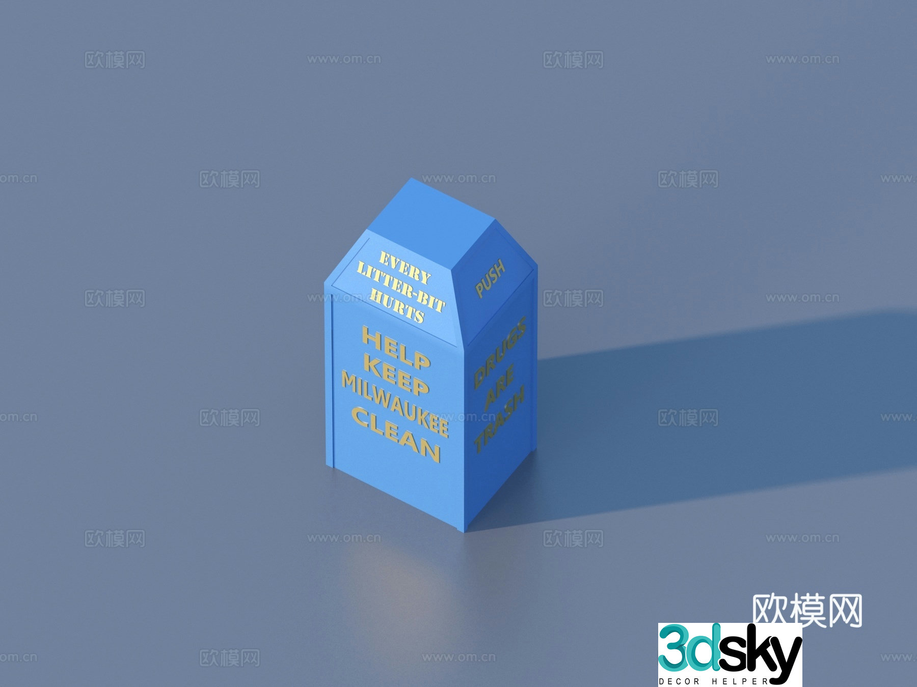 Recycling bin Trash Can Sketch 3D Model
