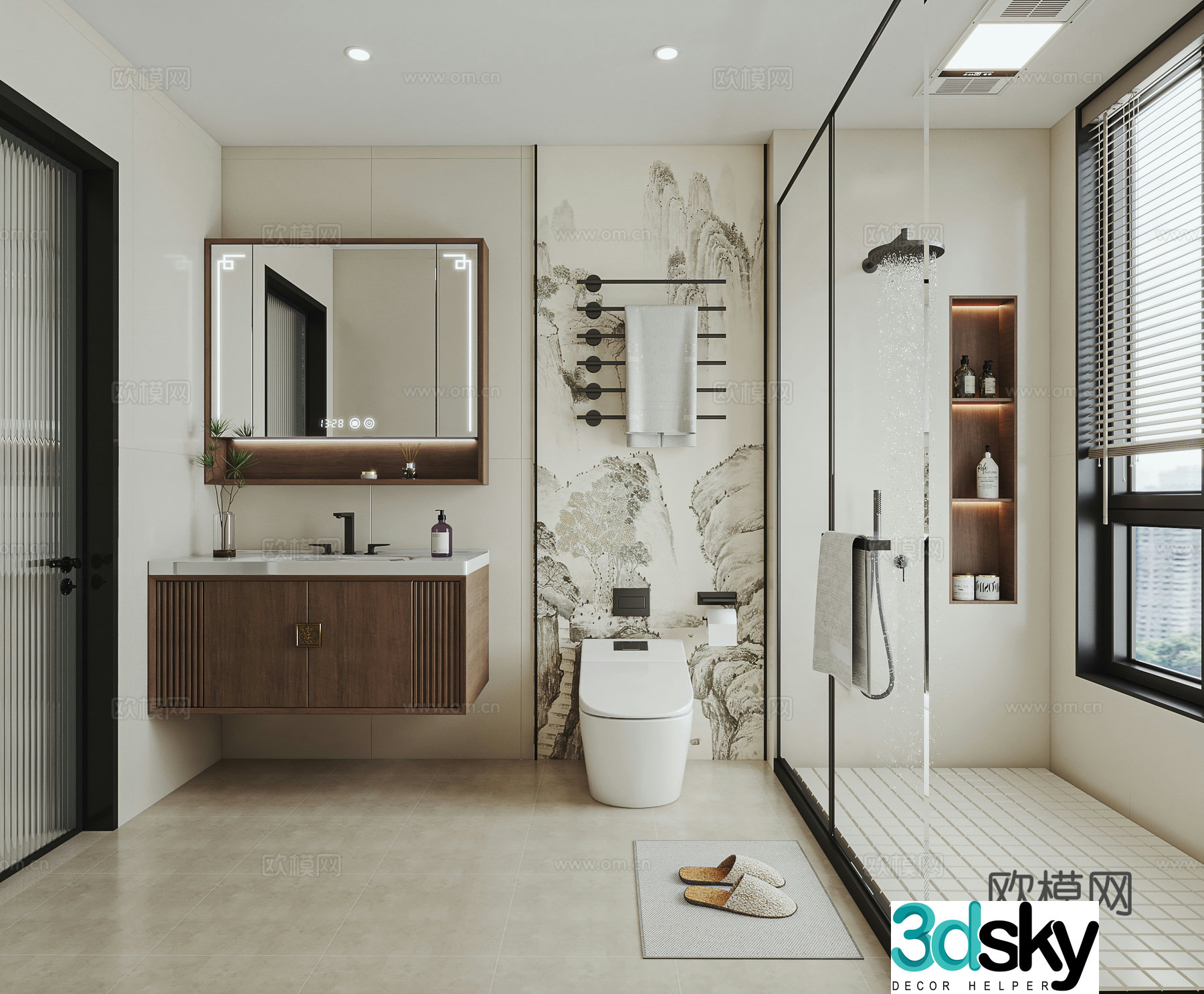 Song style bathroom New Chinese Song style aesthetic bathroom 3D model