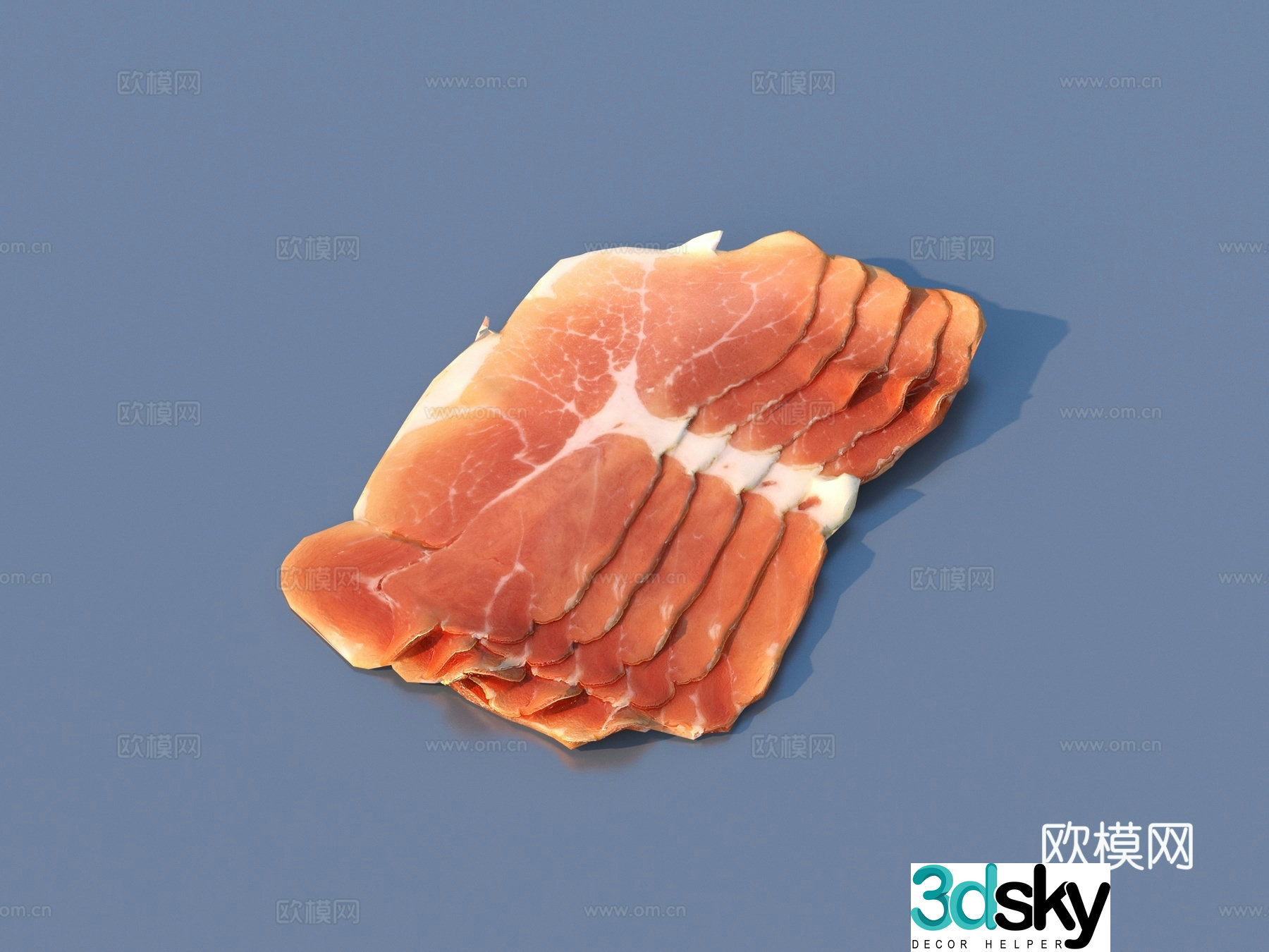 Meat Pork Beef Lamb Meat Slices Food 3D Model