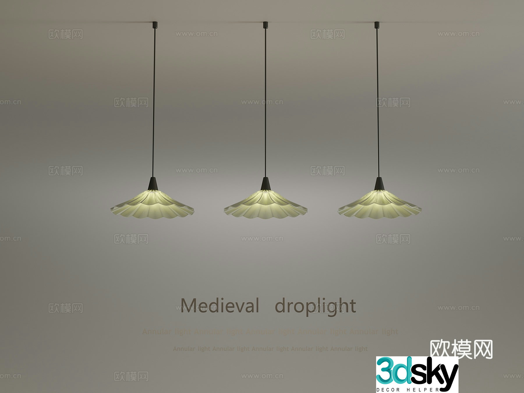 French Creamy Chandelier Restaurant Chandelier 3D Model