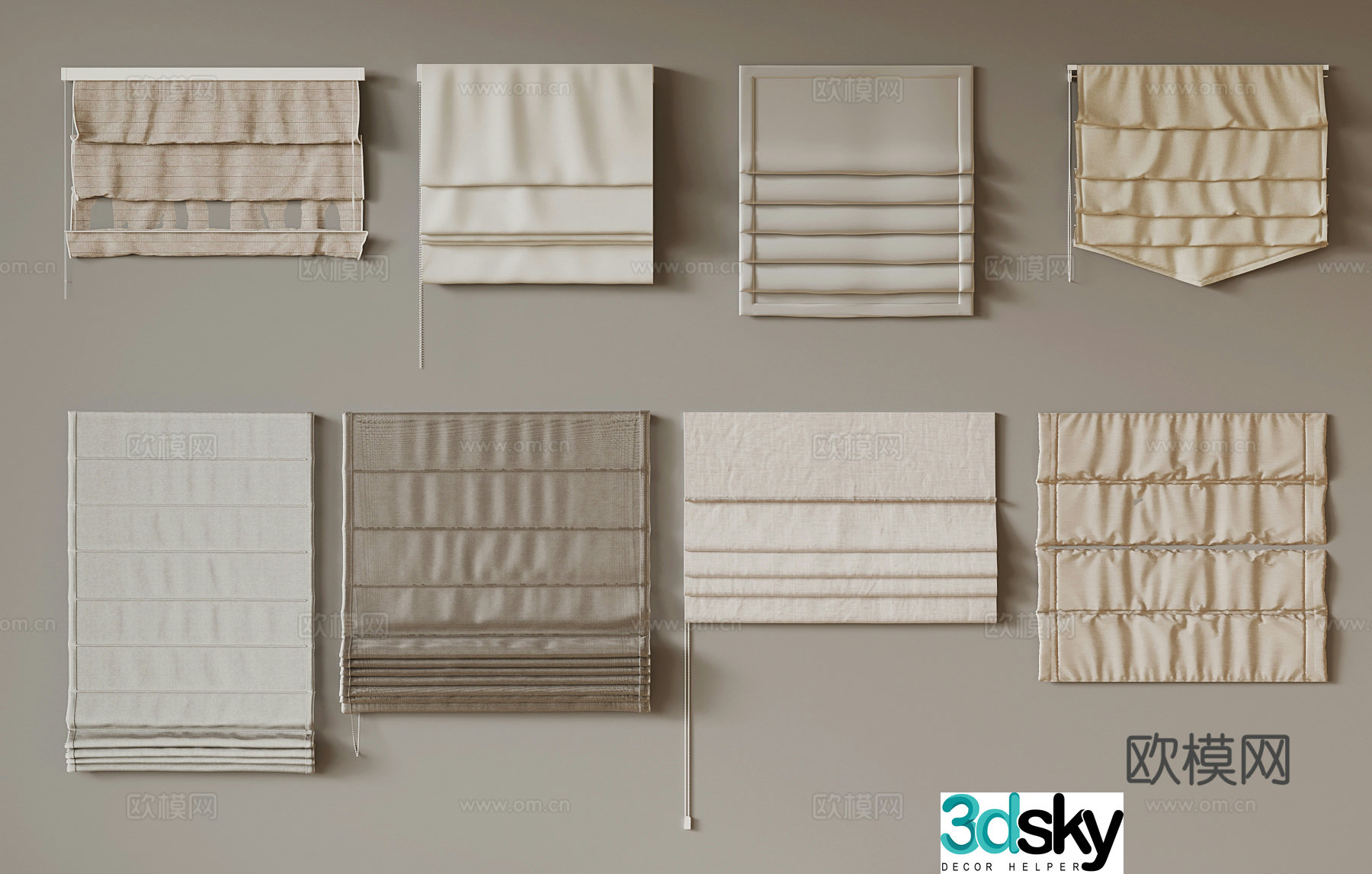 Curtains Modern Curtains Roller 3D Model