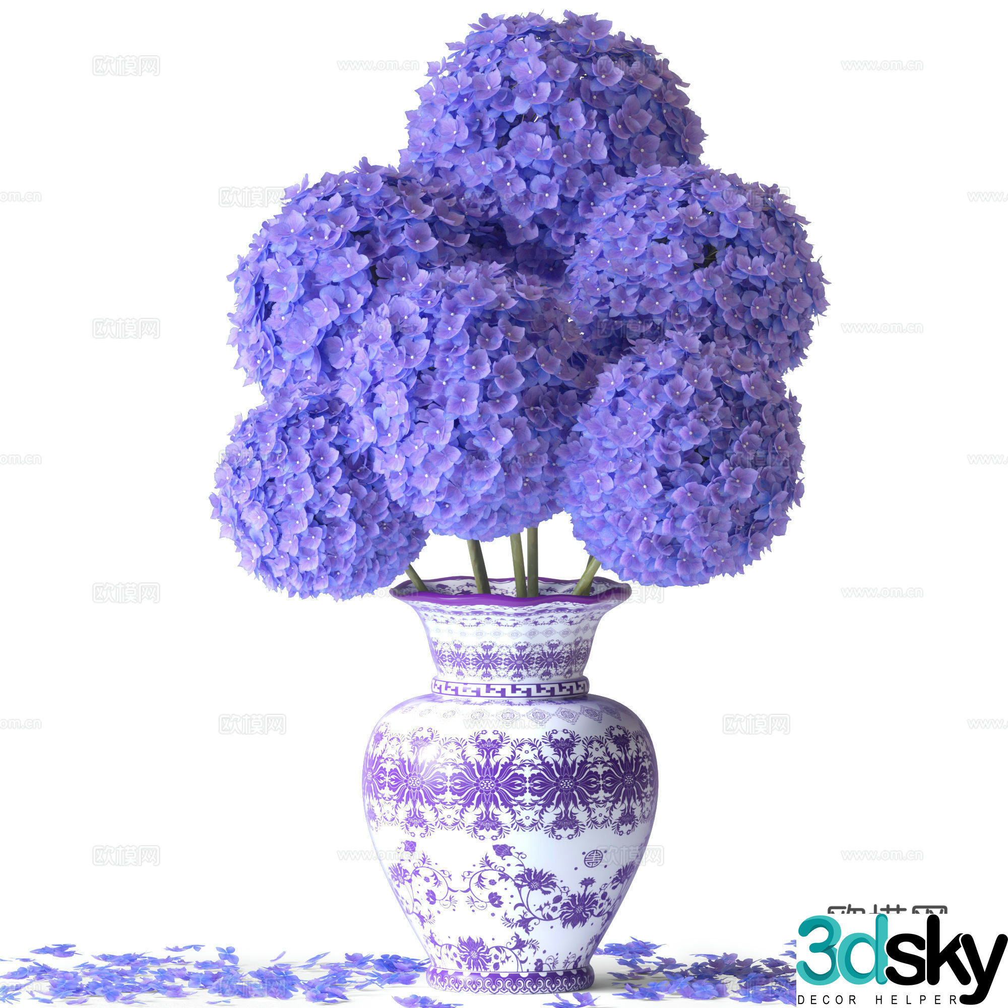New Chinese hydrangea bouquet 3D model