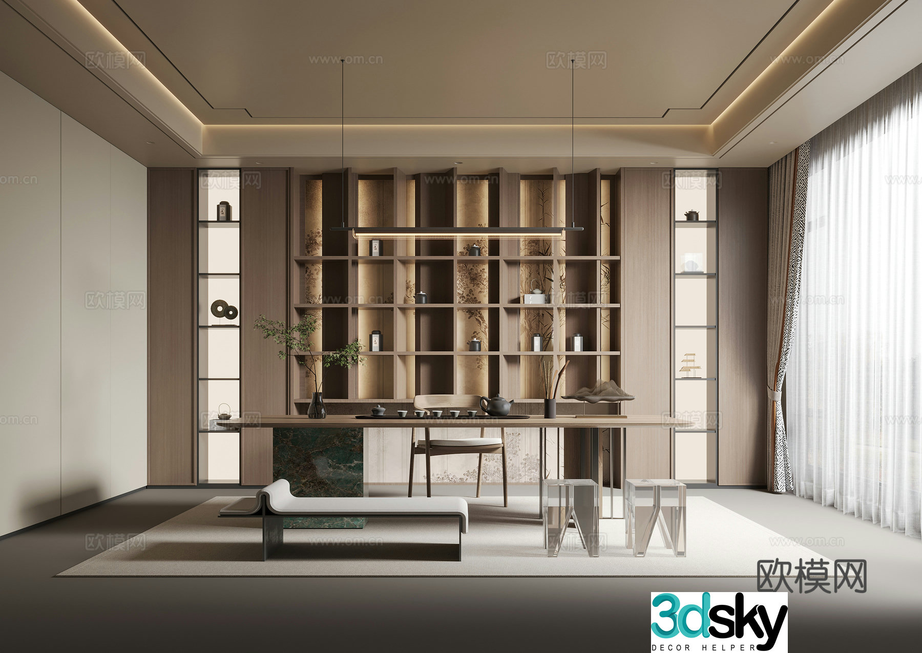 New Chinese tea room 3D model