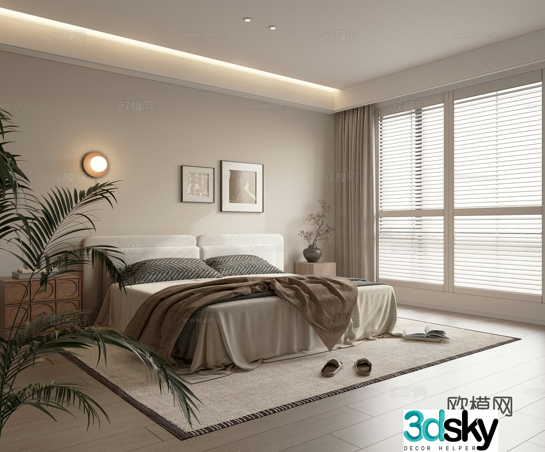 Modern medieval bedroom Wasabi wind bedroom master bedroom second bedroom 3D model