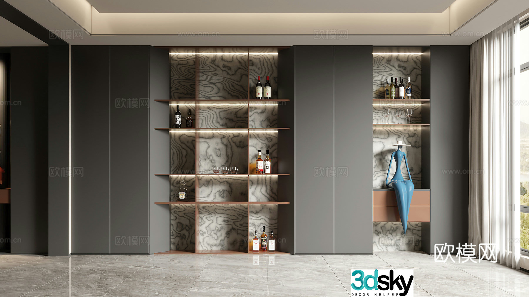 Modern Italian decorative cabinet 3d model