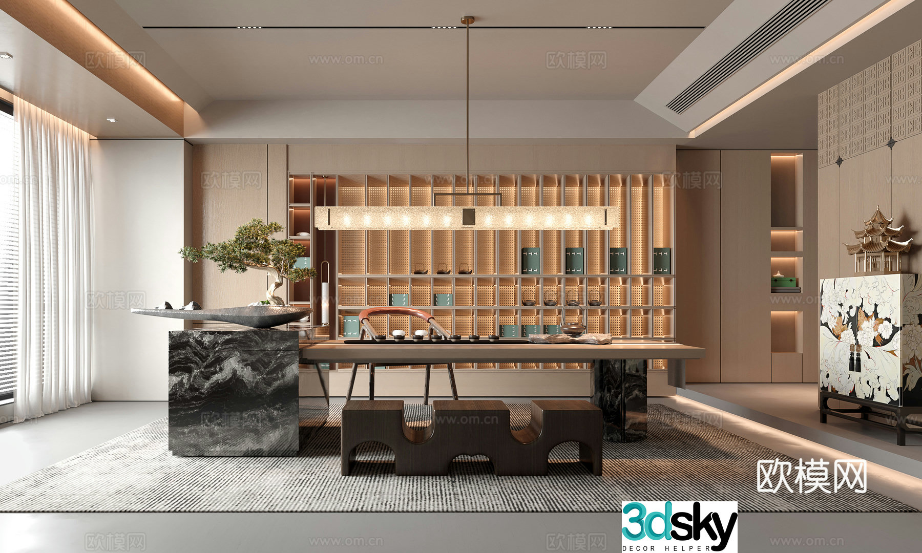 New Chinese tea room 3D model