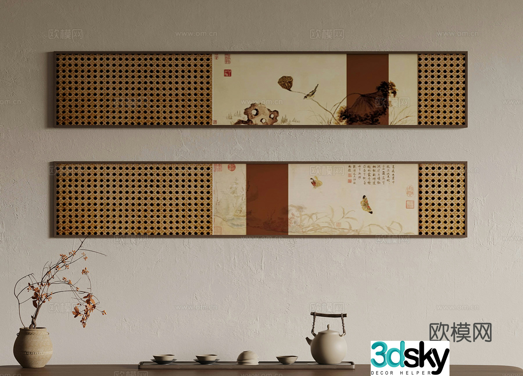 Decorative paintings 3D model of ancient decorative paintings