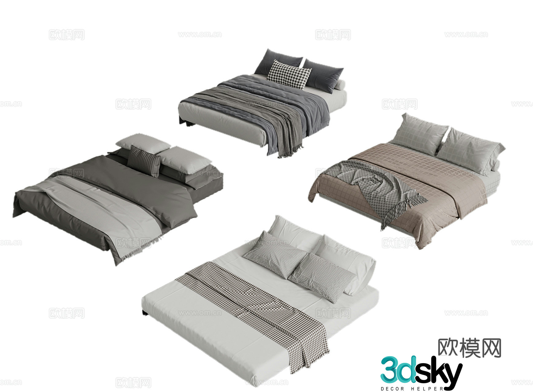 Modern mattress bedding quilt 3d model