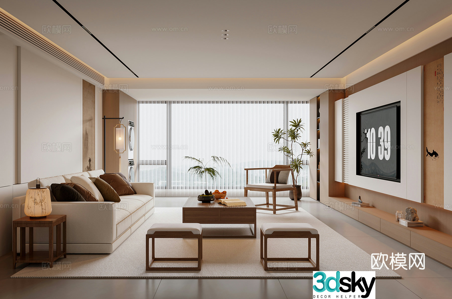 New Chinese Song style living room 3D model