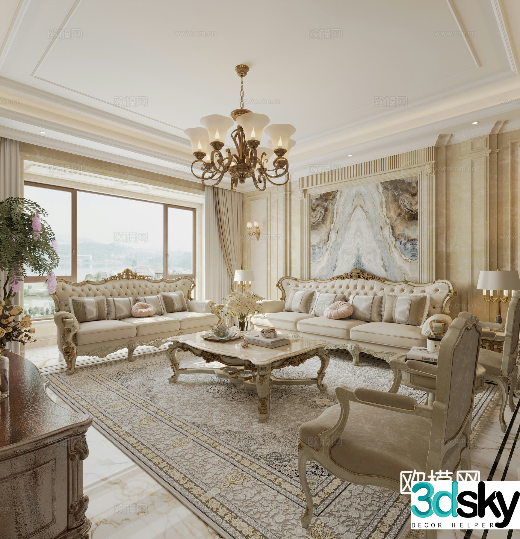 European living room 3d model