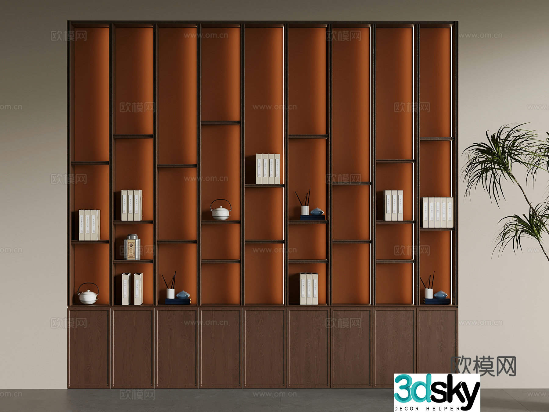 New Chinese style tea cabinet decorative cabinet 3D model