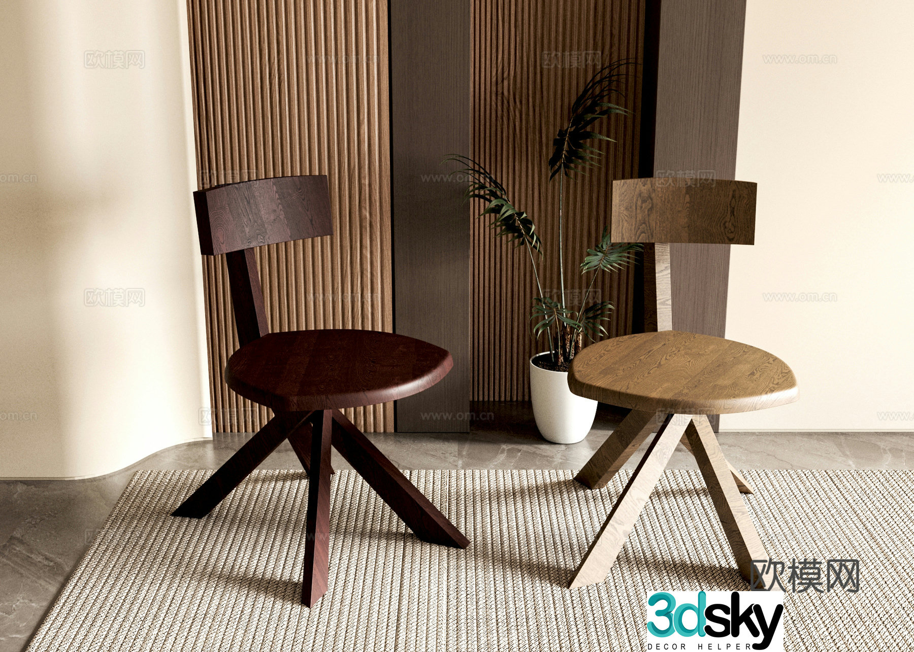 Modern single chair dining chair 3d model