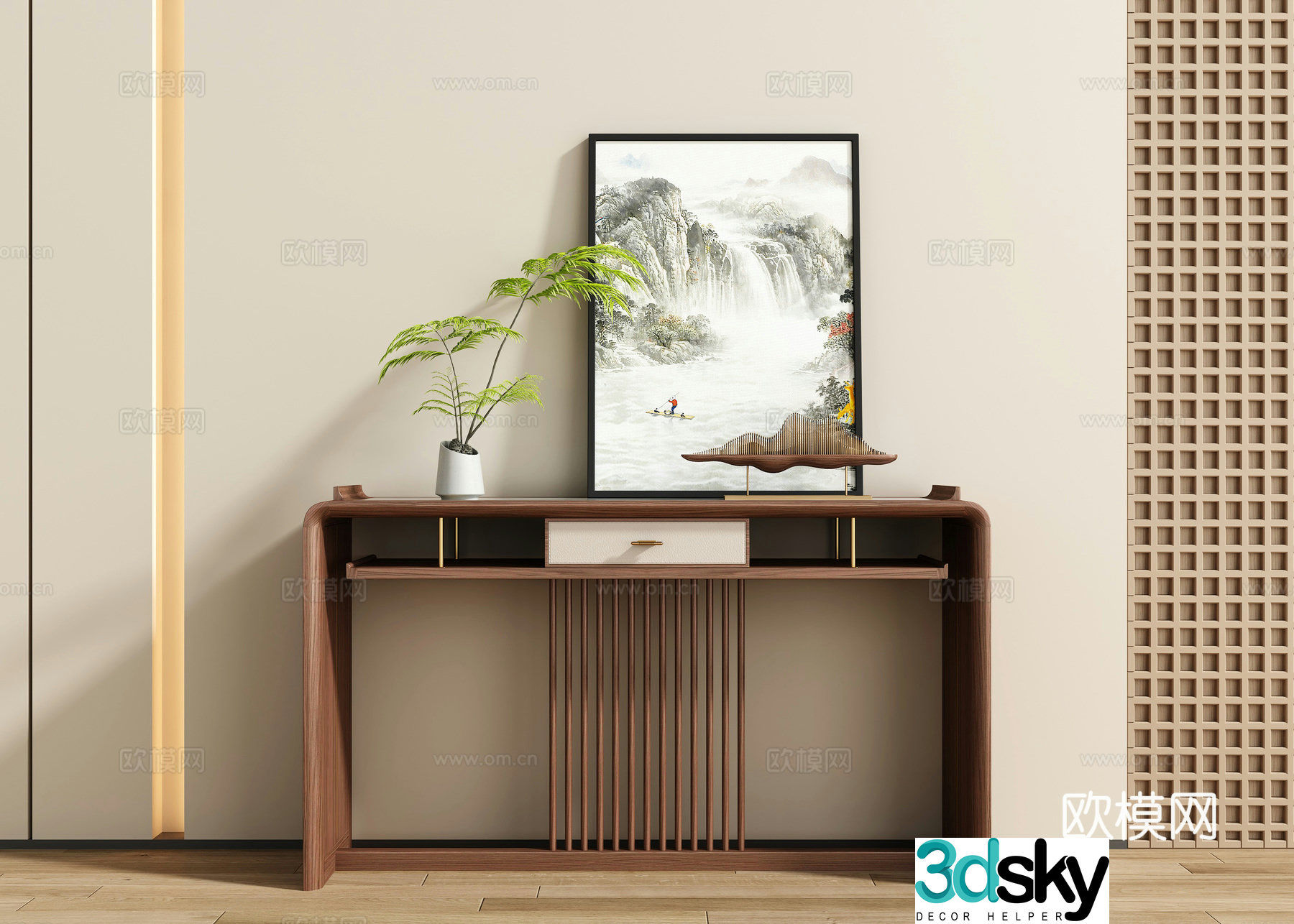 New Chinese style entrance hall 3D model
