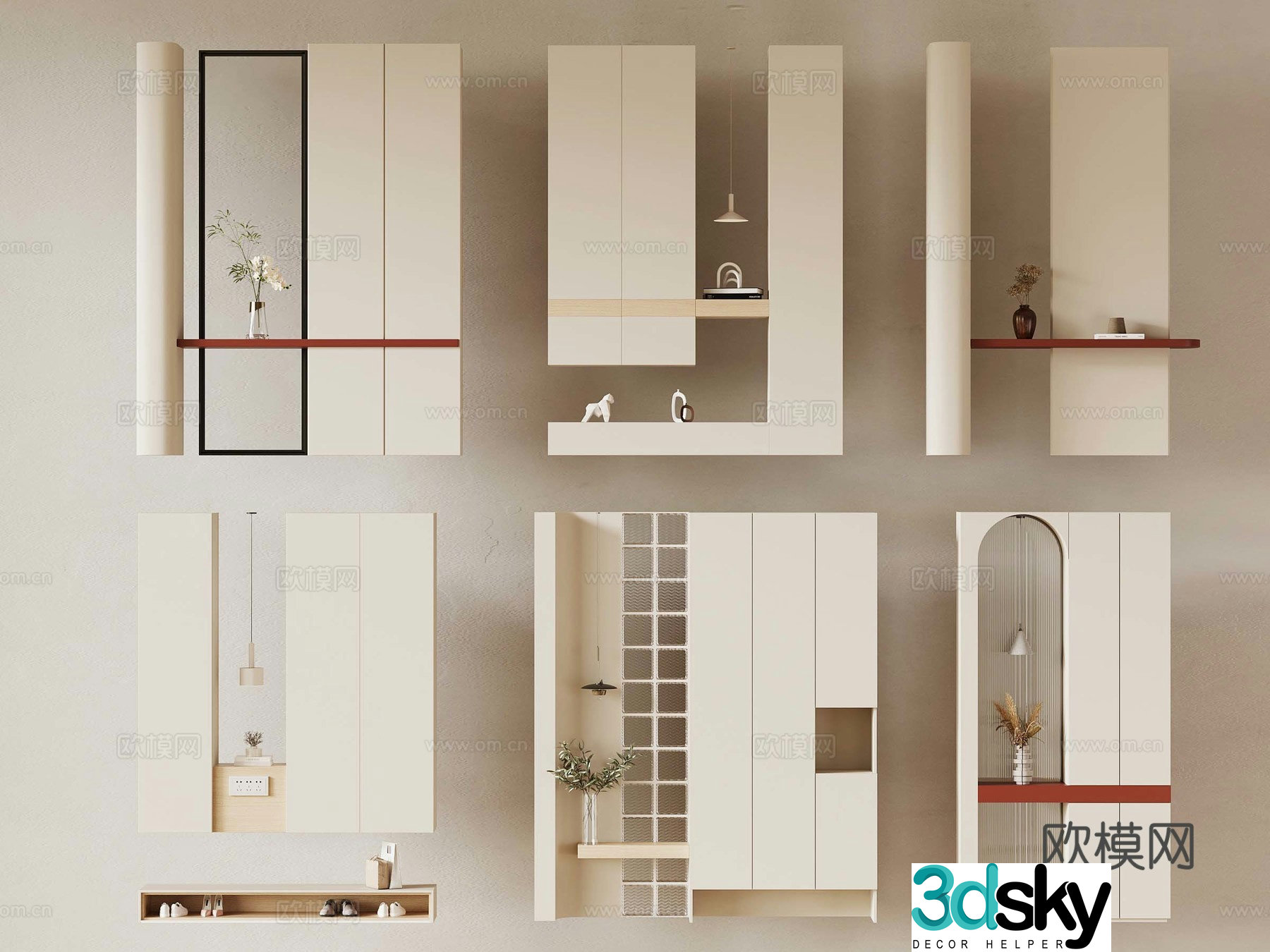 Modern Cream Style Entrance 3D Model