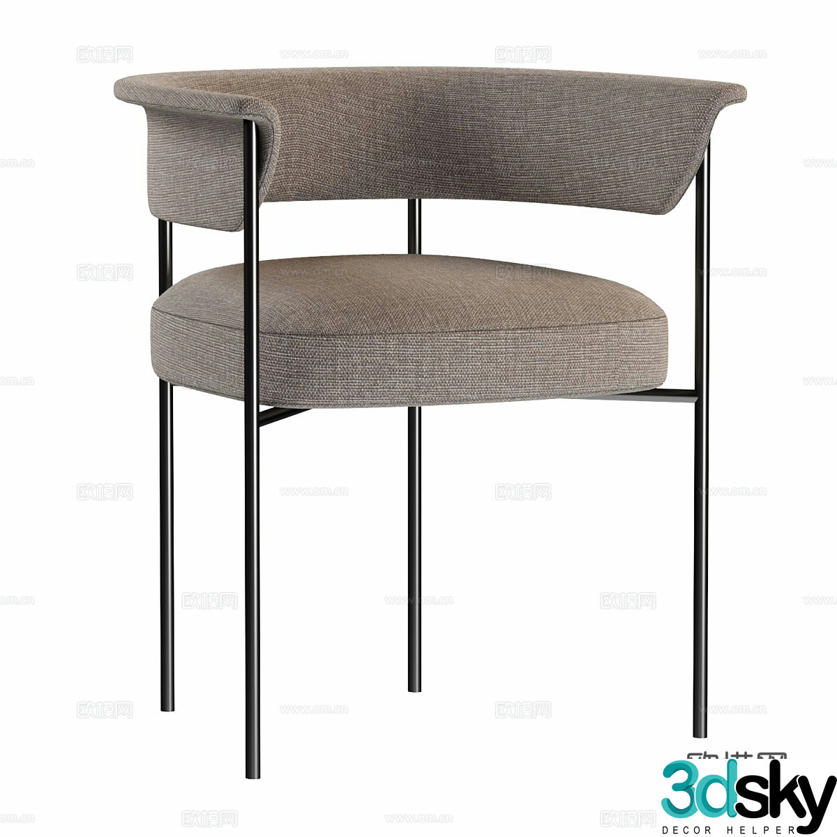 Modern Italian minimalist fabric dining chair 3D model