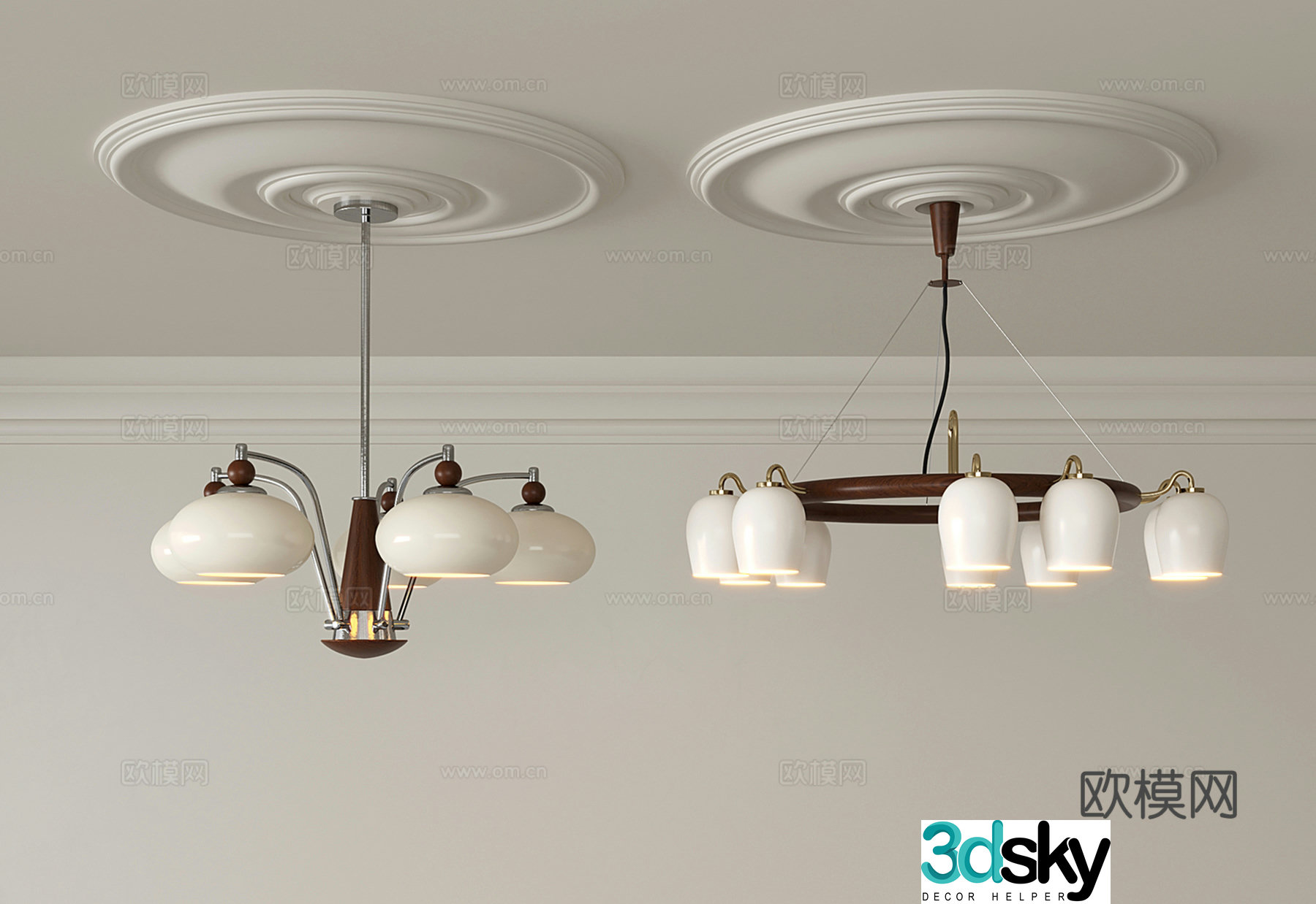 Middle-aged chandeliers spherical chandeliers living and dining chandeliers 3D model