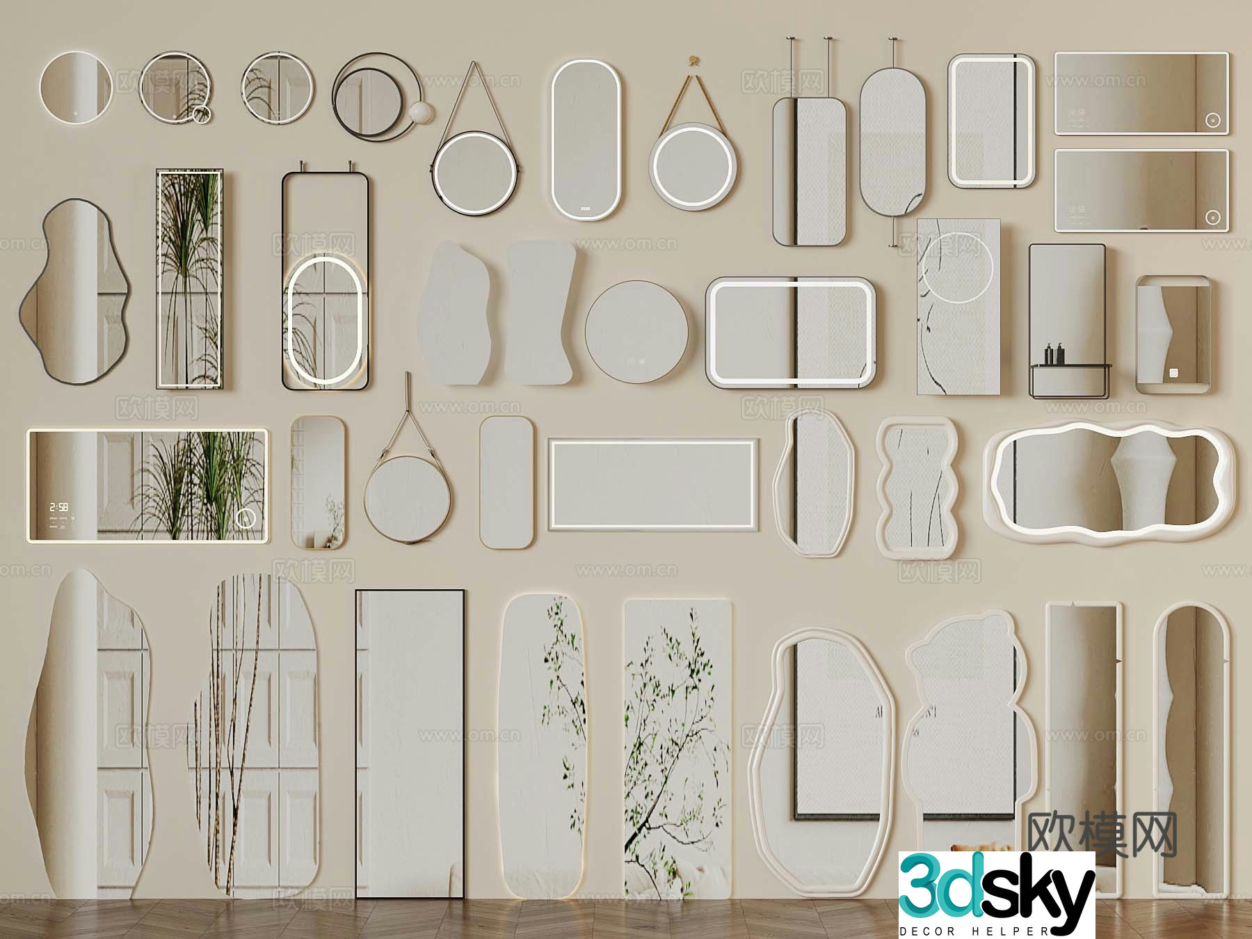 Modern mirror Makeup mirror Full body mirror 3d model