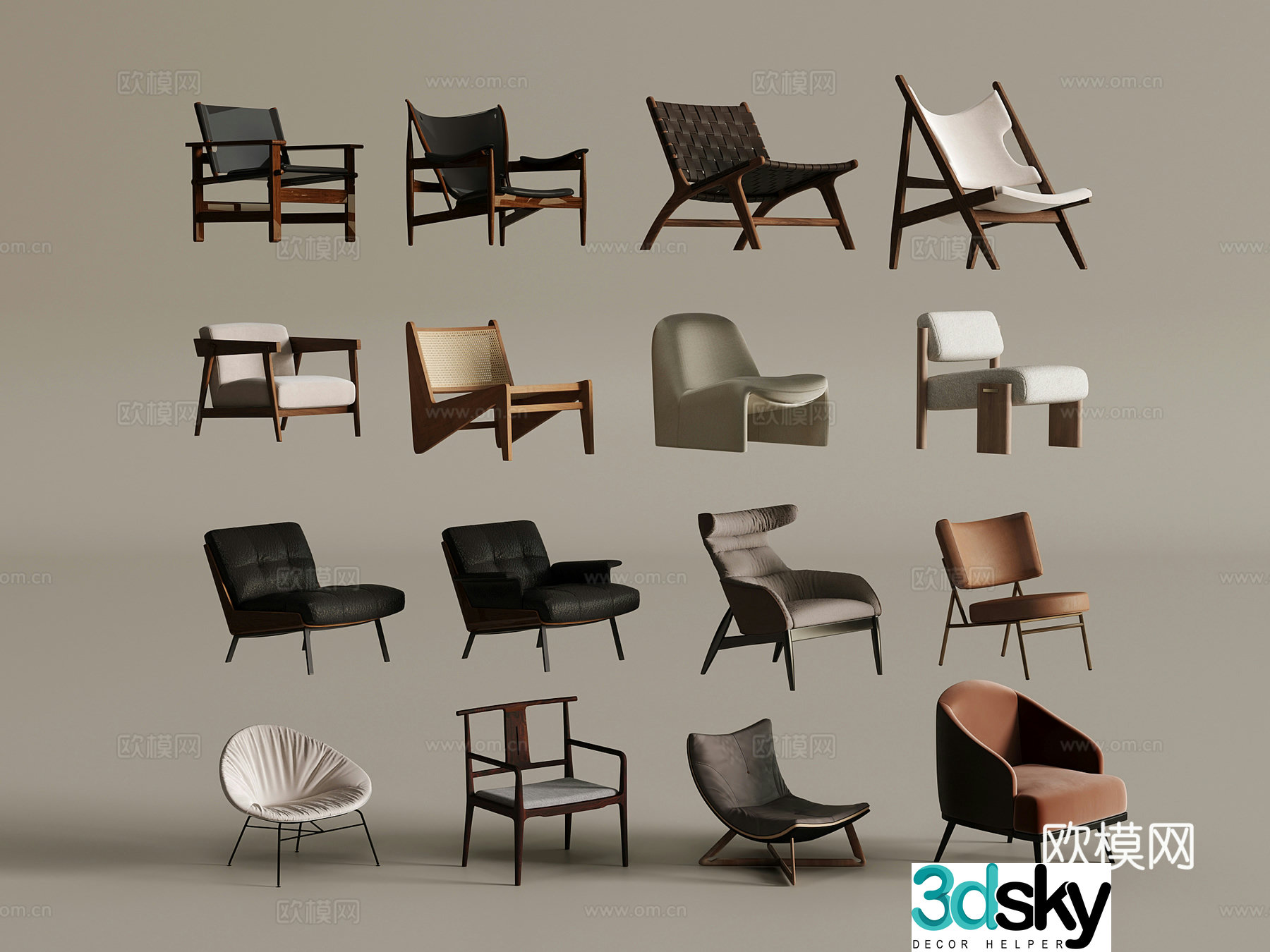 Leisure chair modern leisure chair combination 3d model