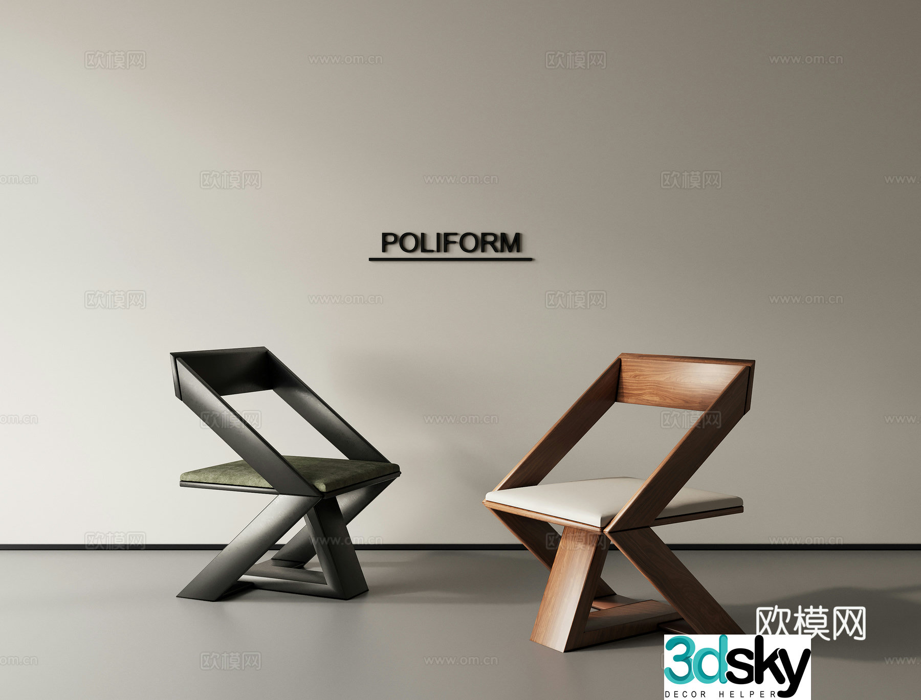 Medium-old dining chair single chair 3d model