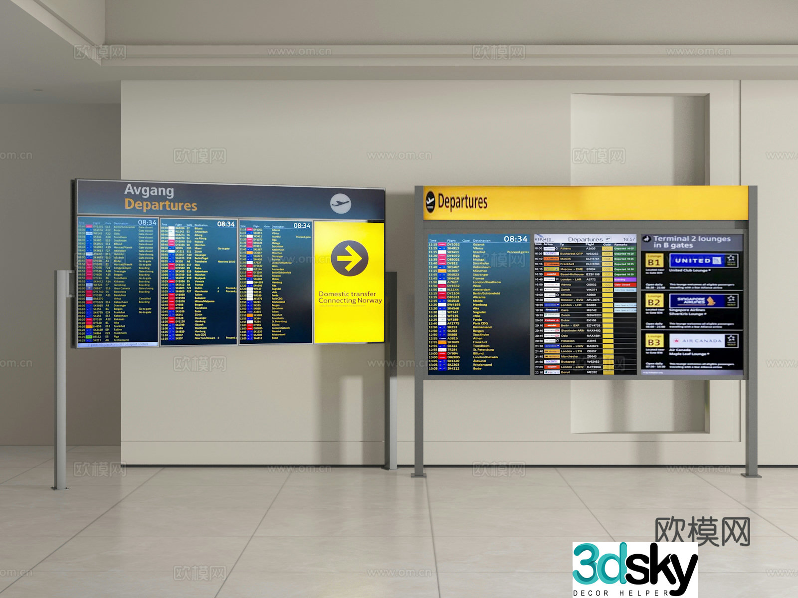Airport timetable 3d model