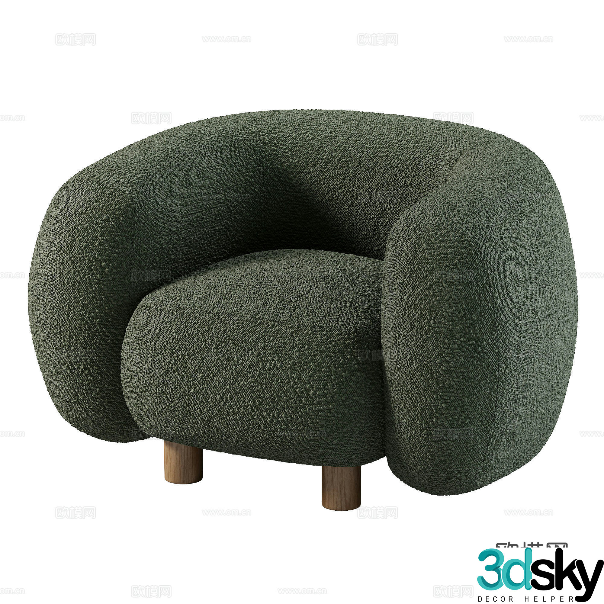 Modern cream style fabric sofa chair 3d model