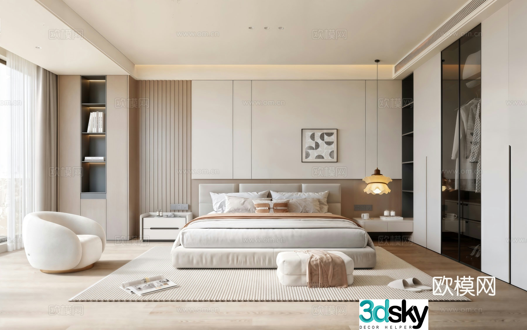 Modern bedroom Double bed 3d model