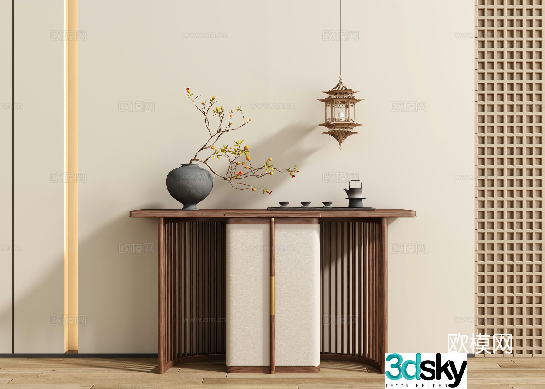 New Chinese style entrance hall 3D model