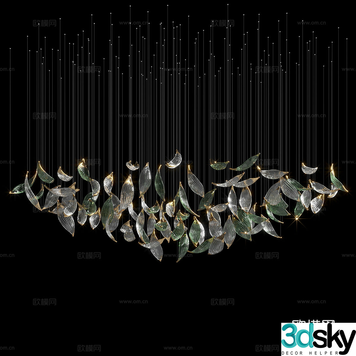 New Chinese light luxury craft chandelier 3D model