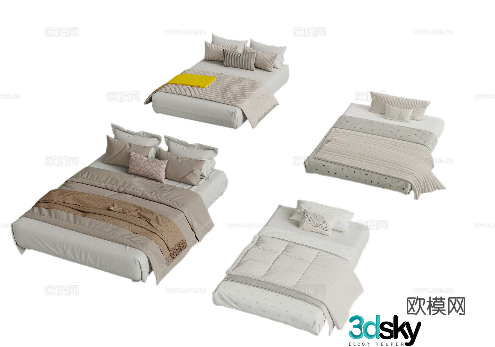 Modern mattress bedding quilt 3d model