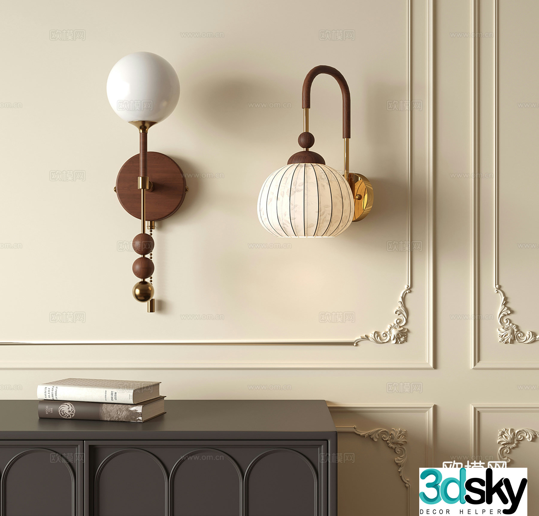 French retro wall lamp wall lamp bedside decorative wall lamp 3d model