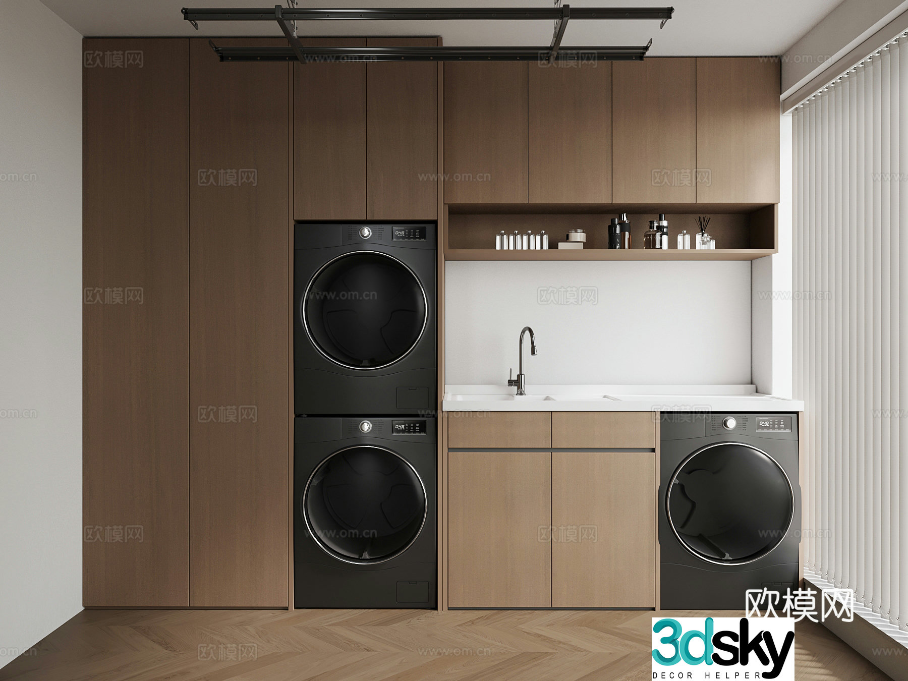 Balcony Modern balcony washing machine cabinet Bathroom cabinet 3d model