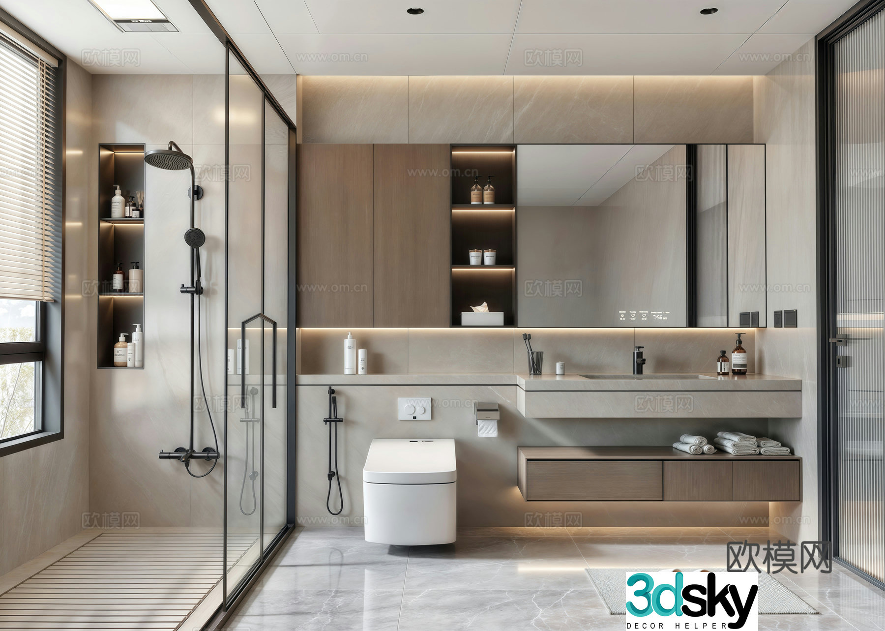 Modern bathroom Shower toilet 3d model