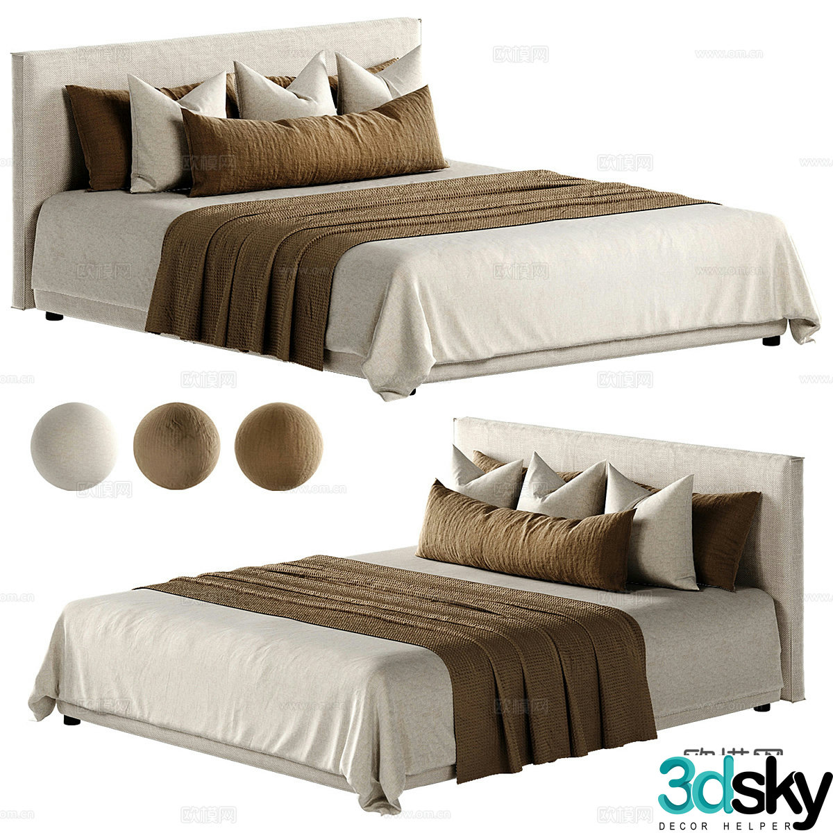 Background double bed 3d model