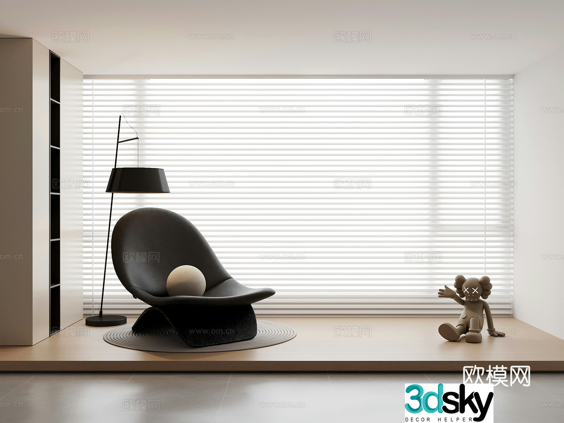 Recliner modern casual recliner chair single sofa sculpture floor lamp 3d model